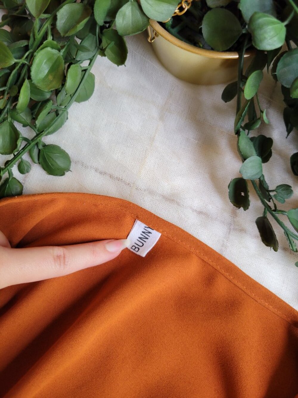 Rust Orange V-Neck Button-Front Blouse - Picture 4 of 7